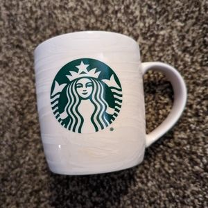 Starbucks White Swirl with Green Mermaid Logo 12oz Coffee Mug 2020 Winter Hot
